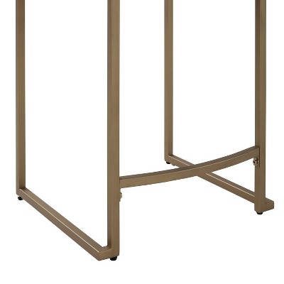 Harlowe Modern Gray Leather & Gold Metal Counter Stools, Set of 2