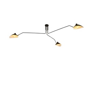 BAOURE Mid-Century Modern Chandelier 78.7" with Adjustable 3-Arms Rotatable Shade, 3 Light Black Large Chandelier Pendant Light Fixture - 1 of 4