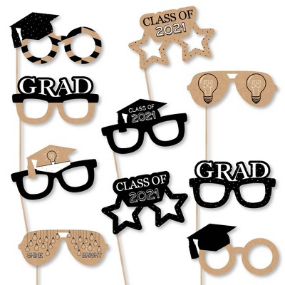 Big Dot of Happiness Bright Future Glasses - 2021 Paper Card Stock Graduation Party Photo Booth Props Kit - 10 Count