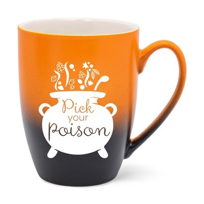 Elanze Designs Pick Your Poison Two Toned Ombre Matte Orange and Black 12 ounce Ceramic Stoneware Coffee Cup Mug