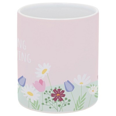 Elanze Designs Keep Going Keep Growing Flowers 11 Ounce White Ceramic Coffee Mug