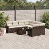 vidaXL 9 Piece Patio Sofa Set with Cushions - Brown and Cream - 2 of 4