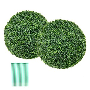 Tangkula 2 PCS 20" Artificial Boxwood Topiary Balls Sun-protective Round Greenery Bushes - 1 of 4