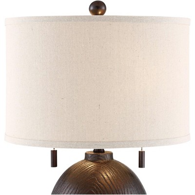 Bronze Hammered Textured Table Lamp with White Drum Shade