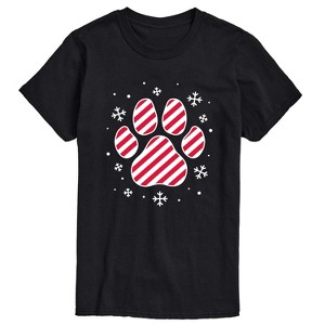 Men's - Instant Message - Candy Cane Striped Paw Print Short Sleeve Graphic T-Shirt - 1 of 4