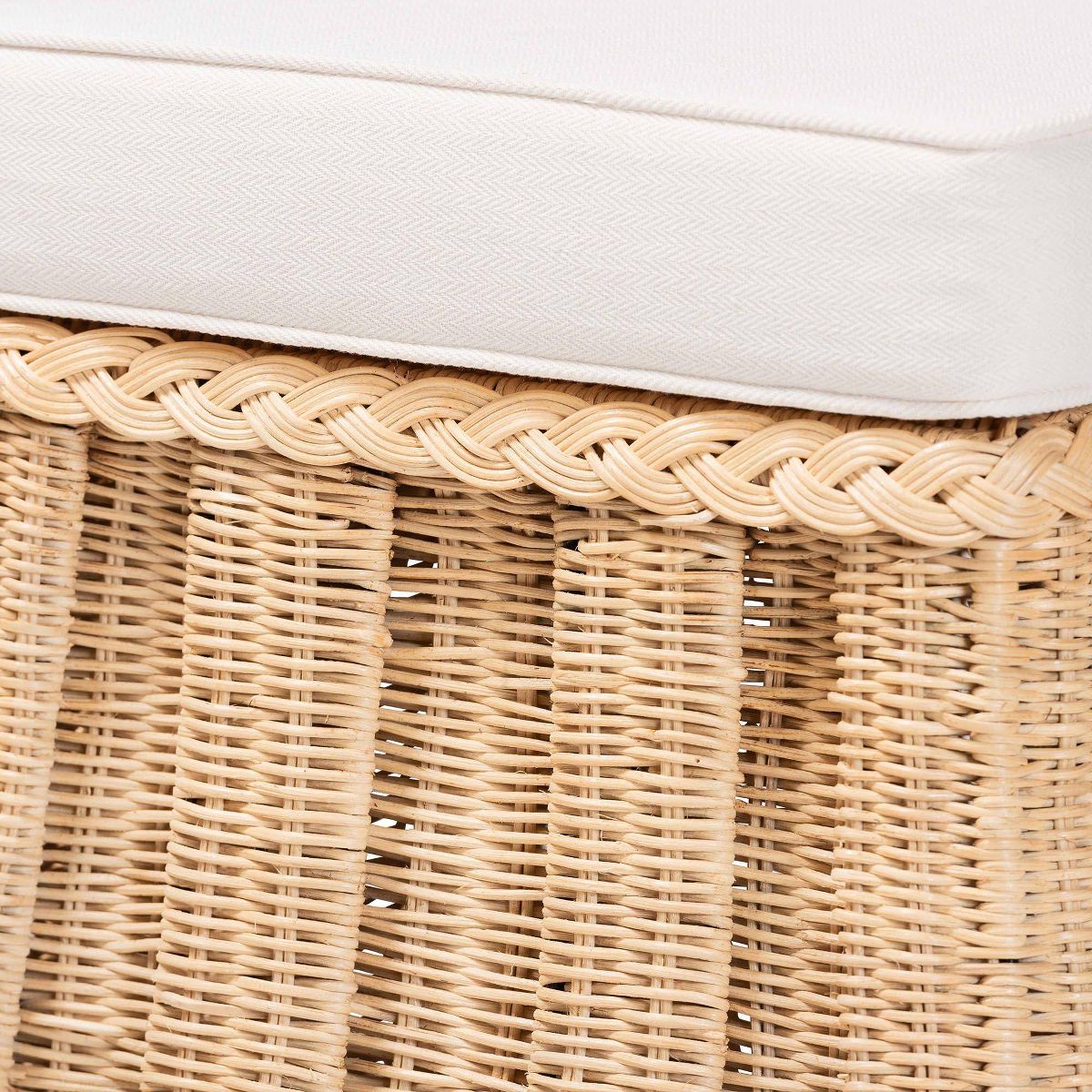 bali & pari Rotem Natural Rattan Small Ottoman with Cushion Natural Brown