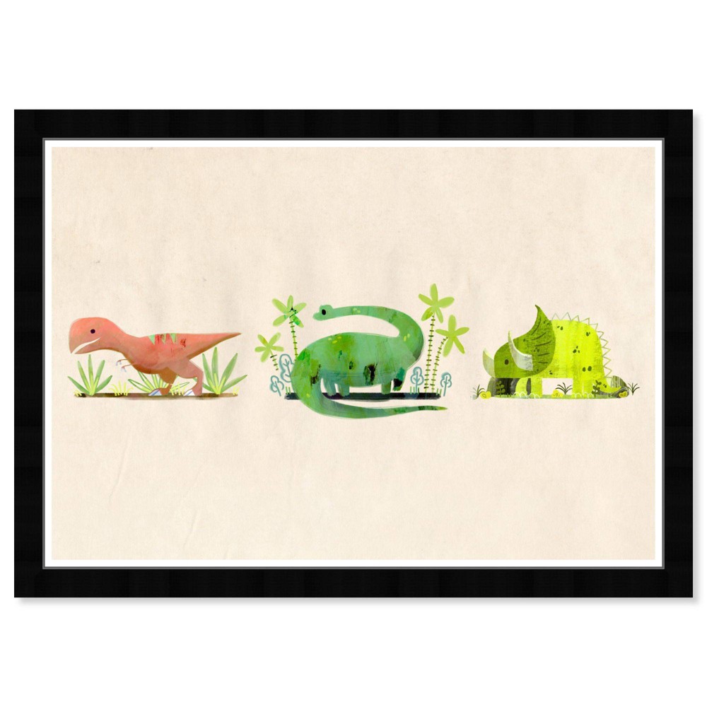 Photos - Other interior and decor 21" x 15" Dino Trio Animals Framed Art Print - Wynwood Studio