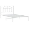 vidaXL White Metal Bed Frame with Headboard - Single Bed with Robust Steel Construction - 3 of 4