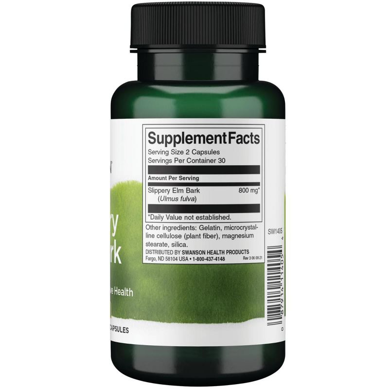 Swanson Herbal Supplement Slippery Elm Bark 400 mg Capsule 60ct, 2 of 3
