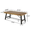 Outdoor Acacia Wood Coffee Table, Teak Finish / Rustic Metal Brown and Black, 27.25"D x 45.75"W x 18"H - 4 of 4