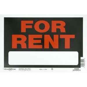 Hillman English Black For Rent Sign 8 in. H X 12 in. W - Case of 6 - 1 of 1