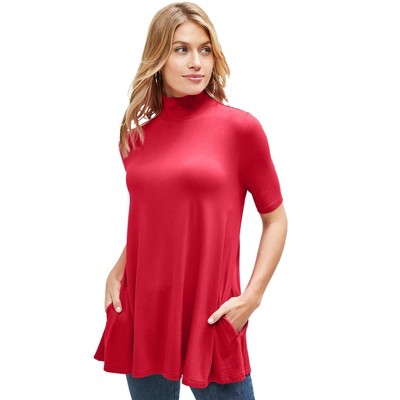 mock neck swing top
