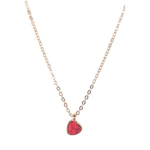 Slickblue Women's Necklace, Gold Link Chain with Red Marble Heart Pendant, Romantic and Trendy Style, 17" - 1 of 2