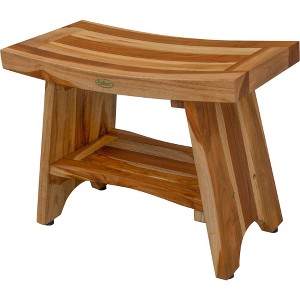 24" Serenity ED966 Wide Teak Shower Bench with Shelf - EcoDecors - 1 of 4