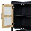 Rustic Sideboard with Rattan Doors & Adjustable Shelves - Versatile for Entryway, Dining, or Living Room - 3 of 4