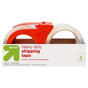 Heavy Duty Shipping Tape with Dispenser 2ct (Compare to Scotch Heavy Duty Shipping Tape) - Up&Up , Clear