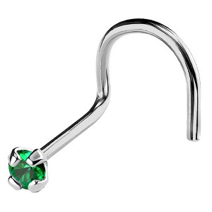 Jewelry Avalanche 22G 14K Gold Nose Screw Nose Stud with Emerald Gemstone - 1 of 2