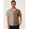 Lars Amadeus Men's Contrast Color Short Sleeves Striped Plaid Printed Shirt - 2 of 4