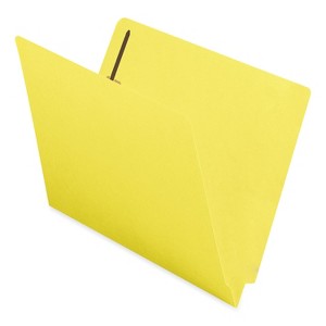 Smead Heavyweight Colored End Tab Fastener Folders, 0.75" Expansion, 2 Fasteners, Letter Size, Yellow Exterior, 50/Box - 1 of 4