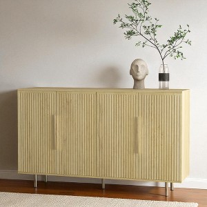 56" Modern Fluted Buffet Sideboard Cabinet with Adjustable Shelves, Large Farmhouse Credenza Accent Storage Console Table for Kitchen Dining Entryway - 1 of 4