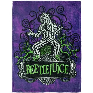 Beetlejuice Blanket Sandworm's Spider's Skull's Bat's Throw 45"X60" Purple - 1 of 4
