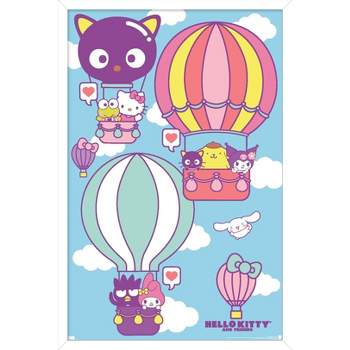 Trends International Hello Kitty and Friends: 22 Seize The Moment - Hot Air Balloons Framed Wall Poster Prints