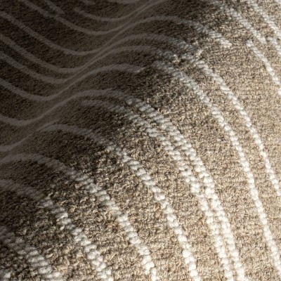 Beige and White Striped Wool 4' x 6' Area Rug