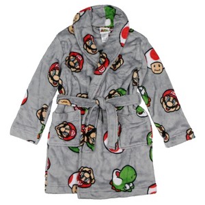 Seven Times Six Nintendo Boys' Super Mario Yoshi and Super Mushroom Kids Fleece Robe - 1 of 3