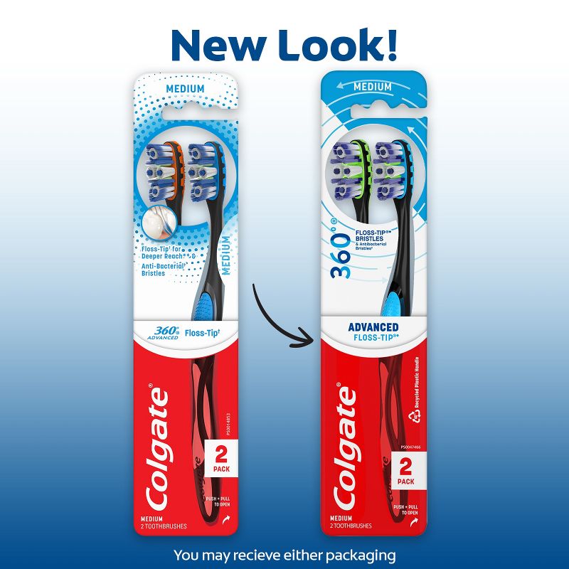 Colgate 360 Total Advanced Floss-Tip Bristles Toothbrush Medium, 4 of 10