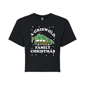 Women's Warner Bros. Griswold Family Christmas Tree Cropped Graphic T-Shirt - Black - 2 X-Large - 1 of 4