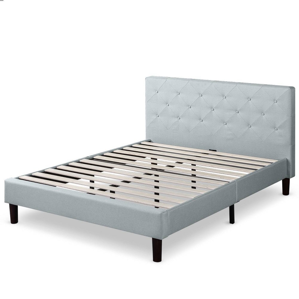 Photos - Bed Frame Zinus King Shalini Upholstered Platform  Light Gray  