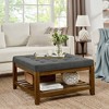 NicBex Modern 33.5" Square Wood Coffee Table with Linen Tufted Top and Open Shelf for Living Room and Office - 4 of 4