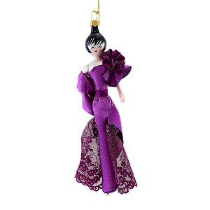 De Carlini Italian Ornaments 7.0 Inch Alexandra In Elegant Purple Dress Christmas Tree Ornament , Shopping Diva Fashion (1PC) - 1 of 3