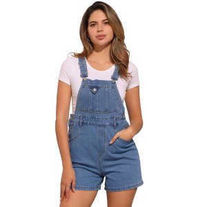 INSPIRE CHIC Women's Summer Vintage Denim Shorts Overalls Adjustable Strap Bib Jeans Shortalls - 1 of 4