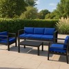 4-Piece Patio Furniture Set, Aluminum Outdoor Sofa with Removable Cushion&Coffee Table,Modern Patio Conversation Sets 4-Seater for Porch,Backyard - 2 of 4