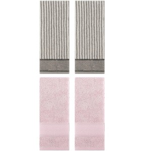 REGALWOVEN 4 Pcs Bathroom Decorative Cotton Soft Absorbent Sold Striped Hand Towel - 1 of 4