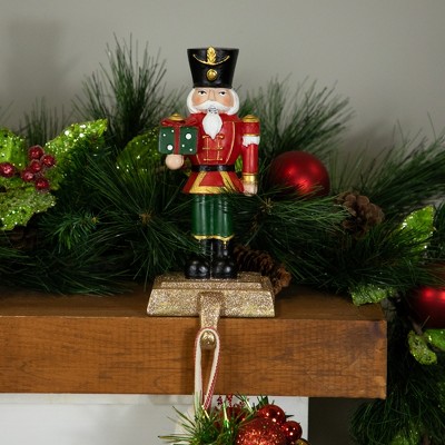 Glittered Nutcracker Soldier with Gift Christmas Stocking Holder