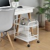 2-Tier Metal Rolling Utility Cart – Mobile Storage Shelf with Caster Wheels – Small Space Organizer - 3 of 4