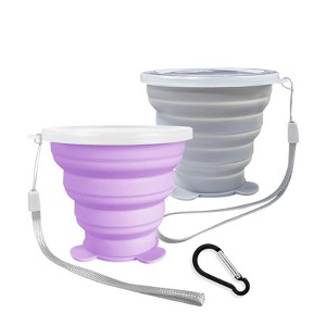 Itopfox Collapsible Travel Cup, Expandable Folding Camping Drinking Cup with Lids, Reusable Small Portable Mugs for Travel, Camping, Hiking, Beach - 1 of 4
