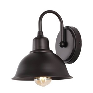 8" LED 1-Light Frisco Industrial Iron Wall Sconce Oil Rubbed Bronze - JONATHAN Y: ETL Listed, 2700K, 80 CRI, Metal Shade - 1 of 4