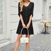 Dress for Women Casual Elegant V Neck Long Sleeve Ruffle Swing Button Down Beach Party Sun Midi Dresses - 3 of 4