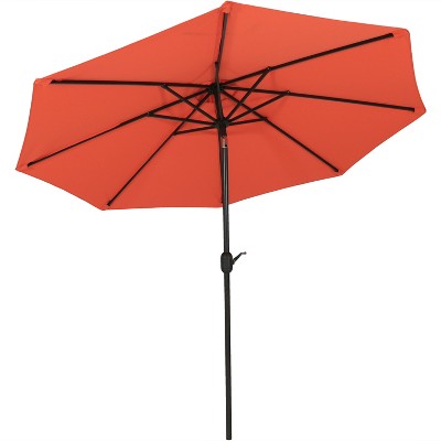 Sunnydaze Outdoor Aluminum Patio Umbrella with Fade-Resistant Canopy and Auto Tilt and Crank - 9' - Burnt Orange