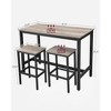 Bar Table Set, Bar Table with 2 Bar Stools, Dining table set, Kitchen Counter with Bar Chairs, Industrial for Kitchen, Living Room, Party Room - 3 of 4