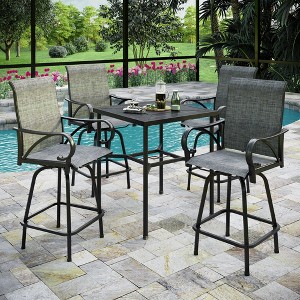 Captiva Designs 5pc Outdoor Patio Dining Steel Bar Table & High Bar Swivel Stools - 1 of 4
