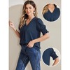 Allegra K Women's Bubble Sleeve V Neck Short Sleeve Blouse - 2 of 4