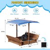 Kids Wooden Sandbox Adjustable Canopy, Sunshade Cover, 2 Foldable Benches & Bottomless Liner for Backyard Fun - 3 of 4