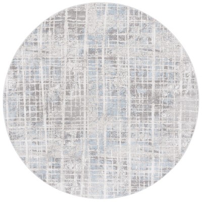Mila MIL230 Power Loomed Indoor Area Rug - Grey/Light Blue - 6'7" Round- Safavieh