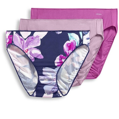 Jockey Women No Panty Line Promise Bikini - 3 Pack 5 Soft Mauve/First  Bloom/Dahlia