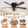 Parrot Uncle 48 Inch Modern Black Flush Mount Ceiling Fan with Light and Remote Control for Bedroom Living Room Dining Room - 3 of 4