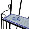 vidaXL Plant Stand Blue and white mosaic Iron frame and ceramic tile - 3 of 4